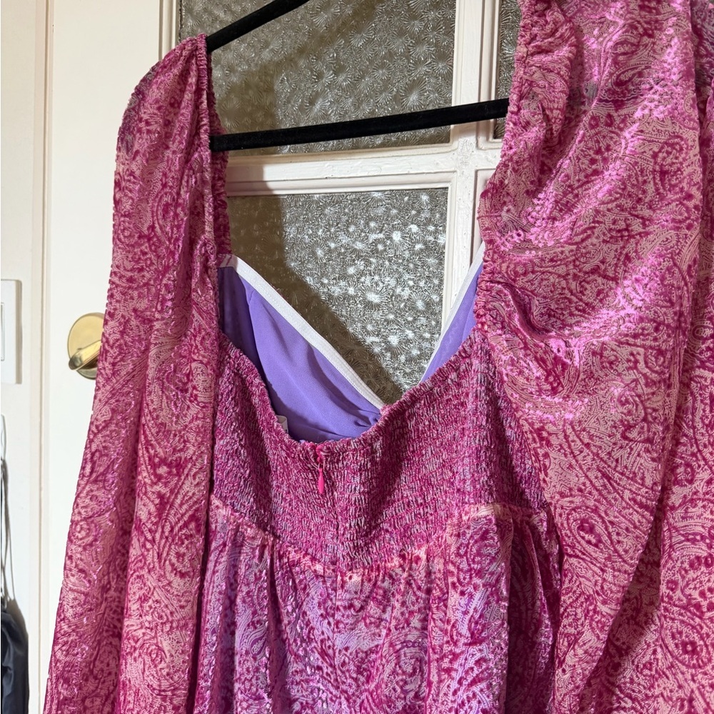 NWOT For Love & Lemons Francesca Paisley Babydoll Bubble Sleeve Dress Size 1X - Picture 9 of 11